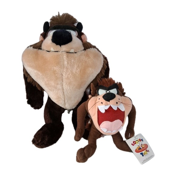 Mighty Star Other - Vintage TAZ Stuffed Plush 1971 & 1995 Mighty & Mini Tasmanian Devil Looney Tunes